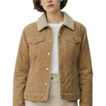 Gap Y2K  Corduroy Sherpa Lined Trucker Jacket Sz L Tan Button Up Western Rodeo Photo 0