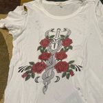 Truly Madly Deeply White Intentionally Distressed Gothic Rose T Shirt Size Small Photo 1