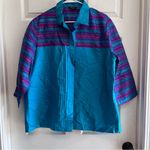 Thai Silk Vibrant Blue and Purple Shirt XL Photo 1