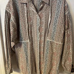 Vintage 90s Roper Western Blouse Made USA Southwestern Aztec Print Lace Trim Med Photo 0