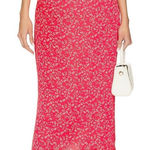 For Love & Lemons Barbera Midi Skirt in Red Floral Midi Skirt Lace Trim Large Photo 0
