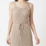 Jessica Simpson  Women's Beige Crochet A-line Midi Dress Size M Sleeveless Photo 0