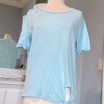Envy Baby Blue Top Short Sleeve Tie Knot Green  Womens Medium Cotton Airy Photo 5