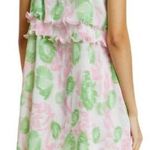 Ganni  Floral Pleated Layered Mini Dress Pink and Green Size S NWT Photo 1
