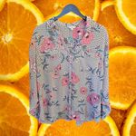 Candie's  Grandma Chic Floral with Front Ruffle Button Up Shirt Size 2XL‎ Photo 1