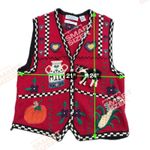 VTG Signatures By Northern Isles Women Sweater Vest Sz L Red Embroidered Novelty Photo 7