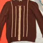 Free People  Brown Cardigan with Embellished Trim Photo 0