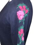J.Crew Navy Blue Sweatshirt with Embroidered Flowers Photo 4