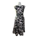 Taylor Elegant Black and Cream Floral Midi Dress Size 12 Photo 1