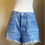 Levi's  501 Premium Women Distressed‎ Denim Cutoff Shorts boho y2k blue high rise Photo 0