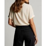 Sézane Maiana Short Sleeve Silk Shirt, Cream, FR38/US6 Photo 2