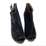 Loft Size 9 Salma Blue Leather Suede Open Ankle Block Heel Ankle Booties Photo 2