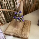 Sterling Silver CZ Butterfly Statement Ring Dead Stock Purple Photo 2