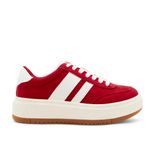 Madden Girl  Red Platform Sneakers White Stripe Lace Up Size 8.5 Photo 2