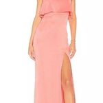 Lovers + Friends Anzen Gown XL Strawberry Ice Strapless Flounce Leg Slit New Photo 0