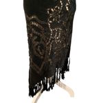 Cache  Black and Cream Fully Lined Silk Crocheted & Tassel Dress Size 6/8 Photo 9