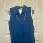 Thalia Sodi NWT  Teal Blue Sleeveless Button Front Side Slit Tunic Top S Photo 3