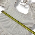 Anthropologie Cream Off-White Square-Neck Puff-Sleeve Tiered Dress – Large Photo 5