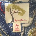 Fig and Flower Floral Print Women's Blouse Top 2X Blue Photo 5
