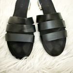ZARA TRAFALUC | Black Flat Slide Band Sandals Chrome Silver Mini Heel | 40, US 9 Photo 2