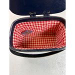 VTG Pappagallo Black Woven Basket Purse with Gold Detail and Red Gingham Lining Photo 3