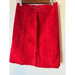 Red Suede Leather Mini Skirt Womens Panels Lined A Photo 2