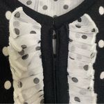 White House | Black Market Polka Dot Chiffon Ruffle Front Cardigan Sweater L Photo 3