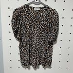 ALC Frank A.L.C. Kati Leopard Print Twist Sleeve Tee Puff Sleeves Top Size XS Photo 2