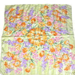 YSL Yves Saint Laurent Yellow Pink Purple Floral Square Scarf Handkerchief Photo 0