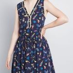 Modcloth NWT Cafe au Soliel Navy Tropical Dress Photo 1