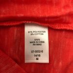 Woman Within  Top T Shirt Slub Knit Keyhole Short Sleeve Orange M 14/16 Photo 3