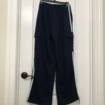 Commense Womens Side Panel Cargo Sweatpants Drawstring Long Pants Navy Large NWT Blue Photo 8