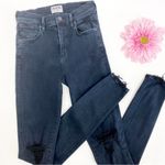 AGOLDE  Sophie High Rise Distressed Skinny Jeans: Dark Wash Ruthless Black Photo 6