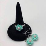 Beautiful Blue and Pink Flower Jewelry Set Photo 0