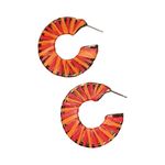 New Orange & Red Raffia Hoop Earrings Red Photo 3