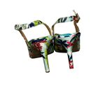 Kelly & Katie  Floral Open Toe heels Size 10 colorful bow girly bright sling back Photo 7
