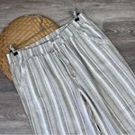 Briggs New York Beige & gray striped linen wide leg crop pants coastal Photo 7