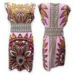 Nicole Miller Sleeveless Pink Lime Brown & Ivory Boho Medallion Print Dress 10 Photo 1