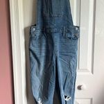 Hollister Distressed Denim Overalls  Ripped Boyfriend Short Light Wash Photo 0