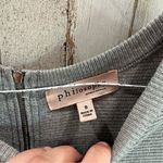 Philosophy  Gray Ribbed Batwing Drop Shoulder Exposed Zipper Sweater Photo 2