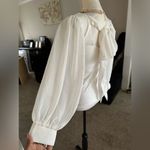 Alythea  Ivory White Top Side Zip Off Shoulder Shoulder Tie Peasant Sleeve Size M Photo 3