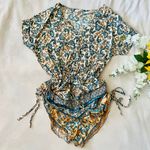Boutique Adjustable Boho Paisley Romper Photo 4