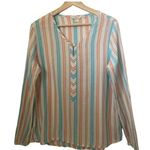 Sundance Top Striped Pop Over Long Sleeve Tunic Cotton Beach Vacation Medium Photo 0