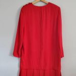 Ms Chaus Vintage Red Long Sleeve Pleated Sheath Midi Dress 14 Photo 1