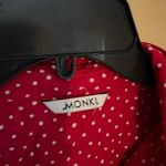 Monki  red & white polka dot button down L Photo 4