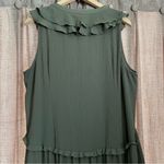 cupio  Olive Green High Low Lace Up Ruffle Midi Dress Size Extra Large Photo 12