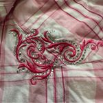 Pink Plaid Rancher Cowgirl Hardware White Long Sleeve Button Up Shirt Medium Photo 2