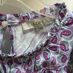 Loft NWT Petite Mixed Media Blouse - Ruffle Sleeves & Keyhole Back - Size LP Photo 2