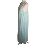 Vintage 70s Nylon Nightgown M Blue Pullover Lined Spaghetti Straps Low Back Size M Photo 2