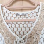 Solitaire  Womens Lace Crochet Top Size M Ivory Sheer Boho Cottage Beach Festival Photo 4